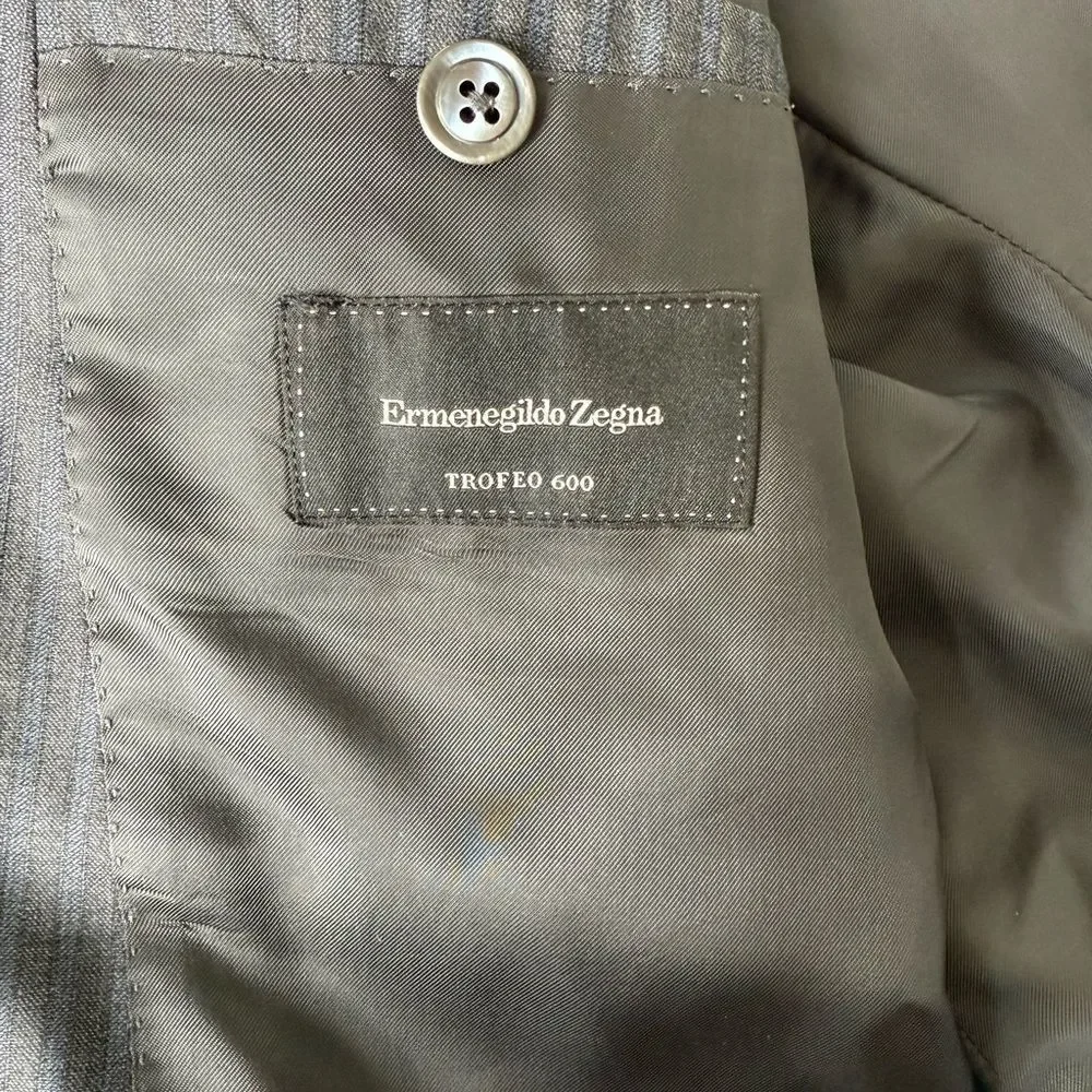 Zegna Grey and Navy Striped Blazer